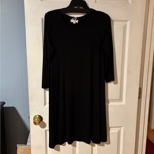 LOFT Black Long Sleeve A-Line Dress